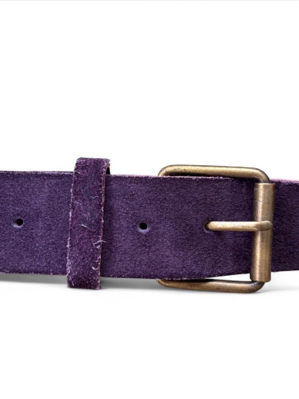 Classic Purple Suede Women’s Belt with Brass Buckle
